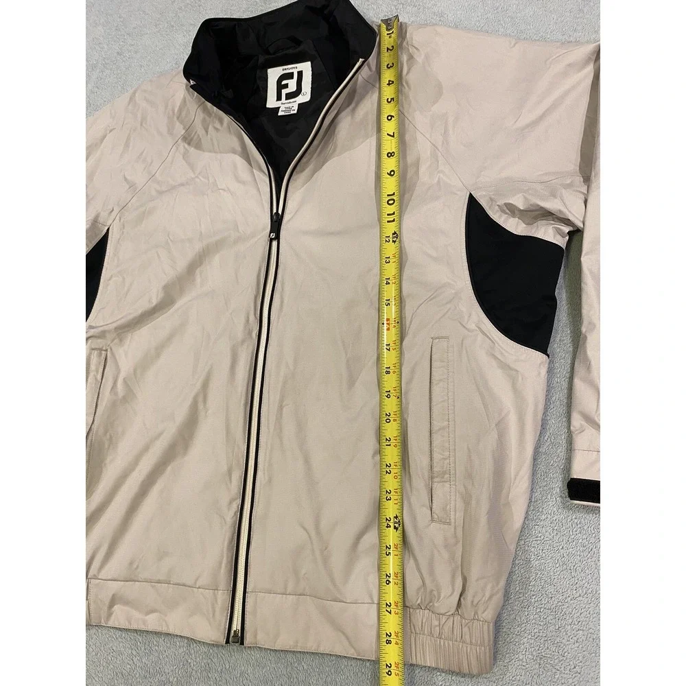 DryJoy By FootJoy Windbreaker Rain Jacket Large Full Zip Long Sleeve Beige Tan L